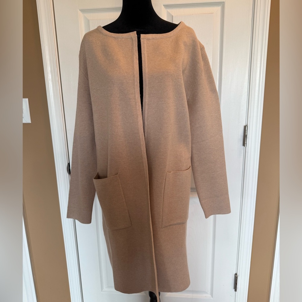 ANRABESS Open Front Beige Cardigan with Pockets